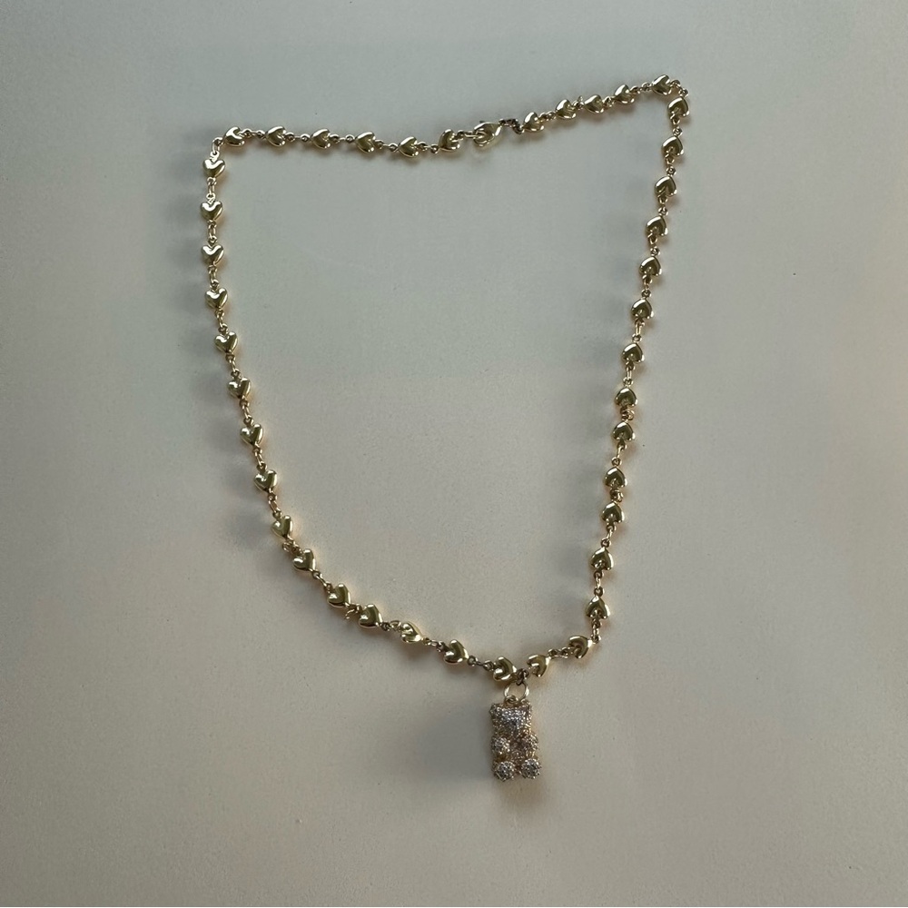 Crystal Haze Gold Nostalgia 3D Pave Bear Heart chain Necklace - Picture 6 of 17